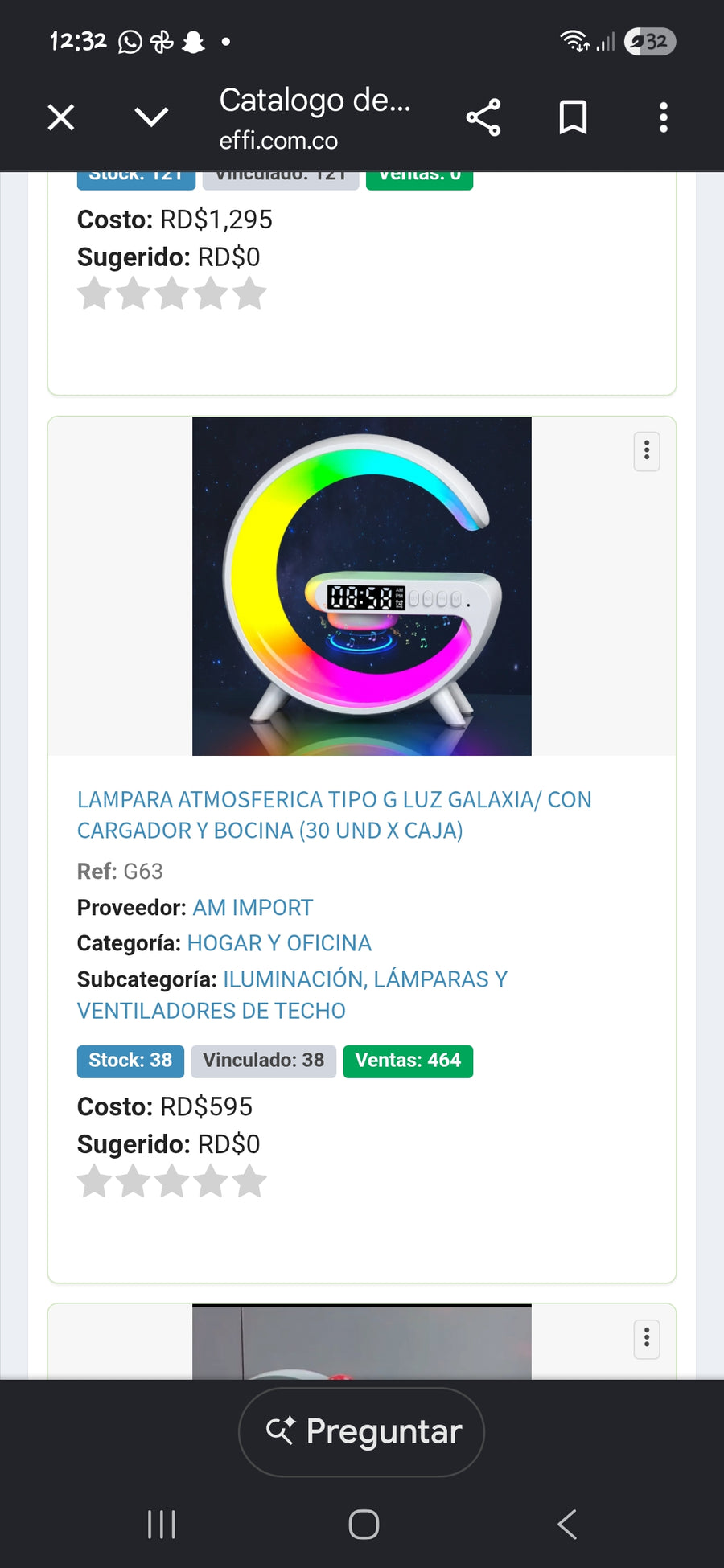 Lampara led G Mini con bocina pequeña reloj